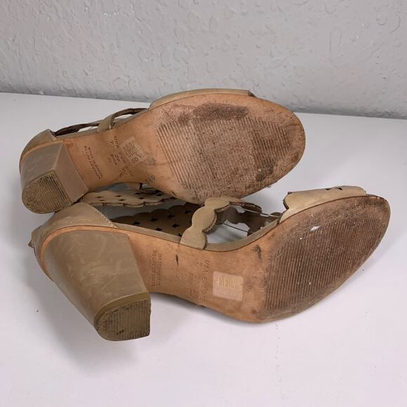 MASIERO Tan Leather Eyelet Strappy‎ Open Toe Heeled Sandals Size 7 - Picture 8 of 10